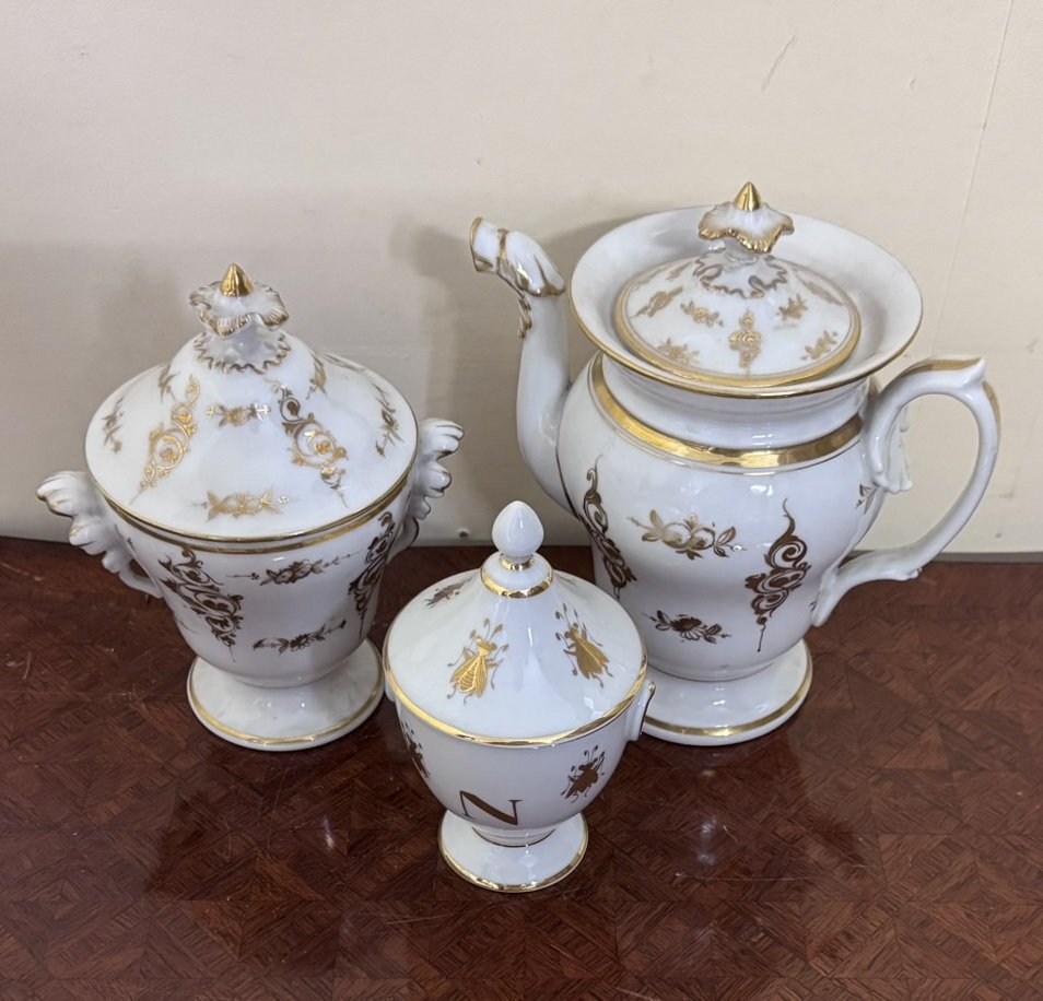 Limoges Porcelain Tea/coffee Set - Maison Giraud, Gold Décor - 19th Century-photo-6