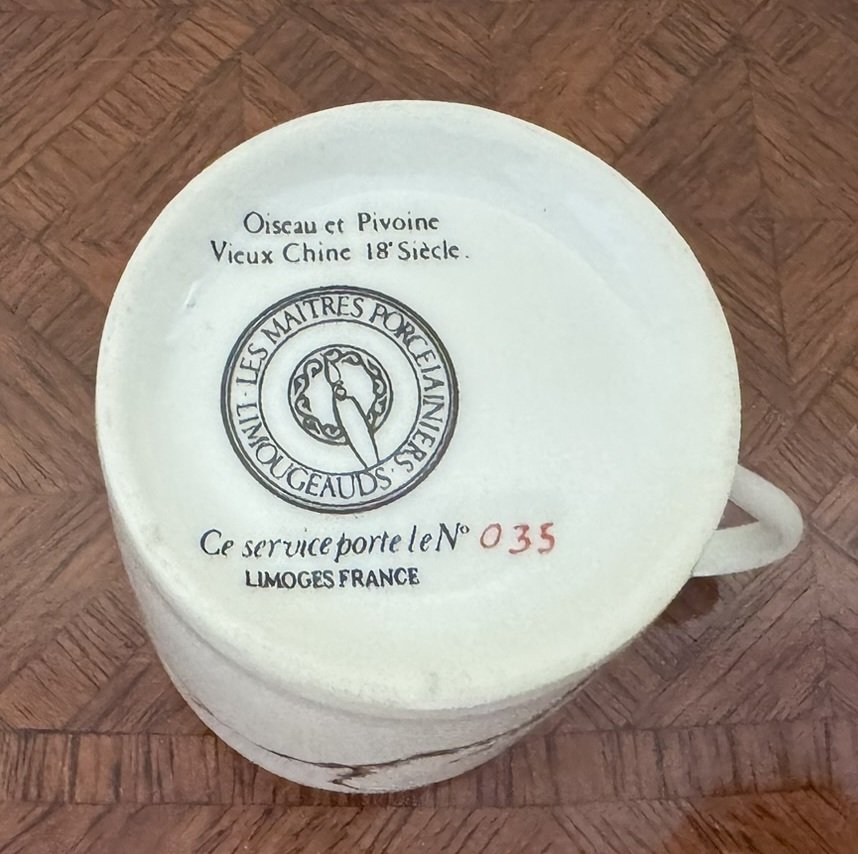 Service à thé en porcelaine de Limoges – Décor Asiatique “Oiseau et Pivoine” – Série numérotée -photo-6