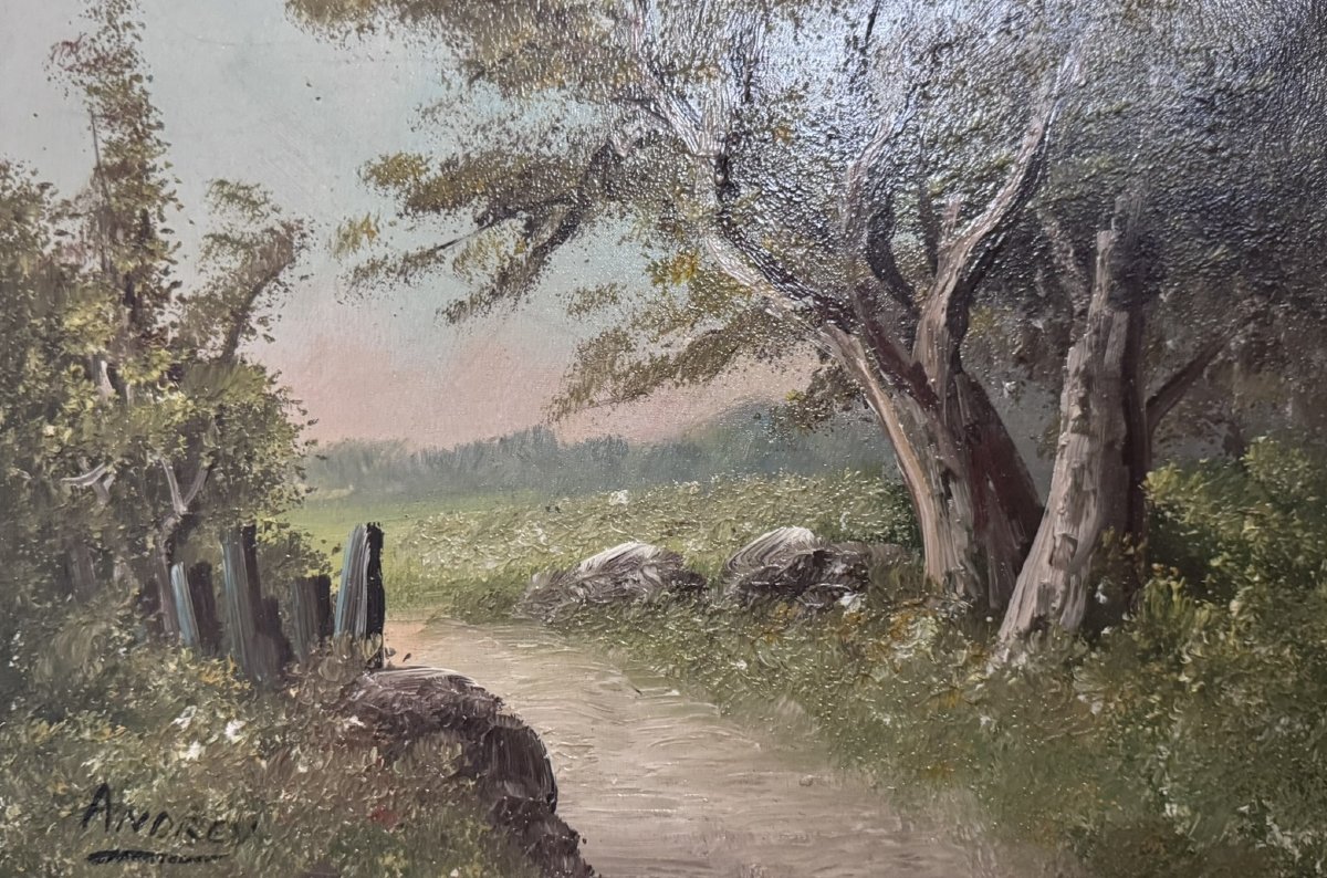 Paysage De Campagne - Oil On Panel Signed Anderson-photo-3