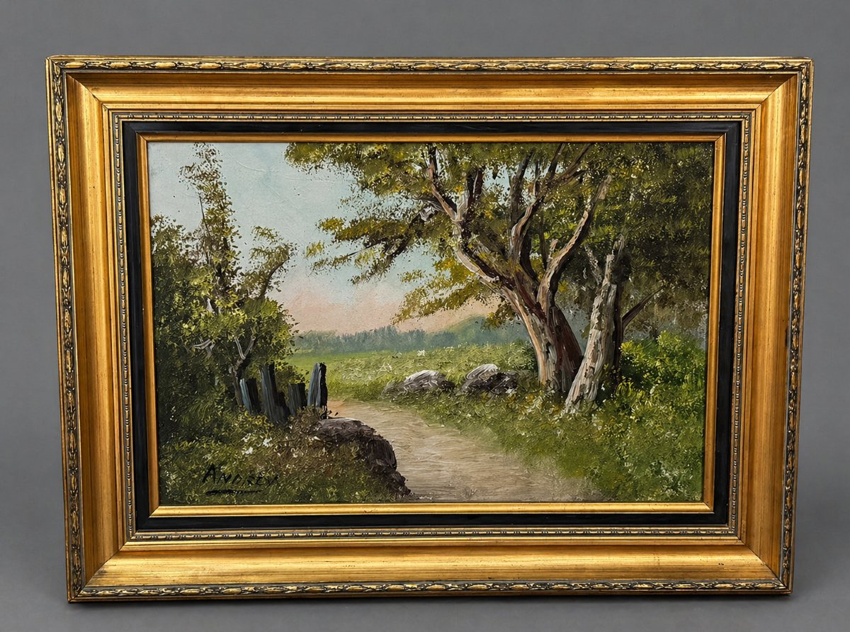 Paysage De Campagne - Oil On Panel Signed Anderson-photo-1