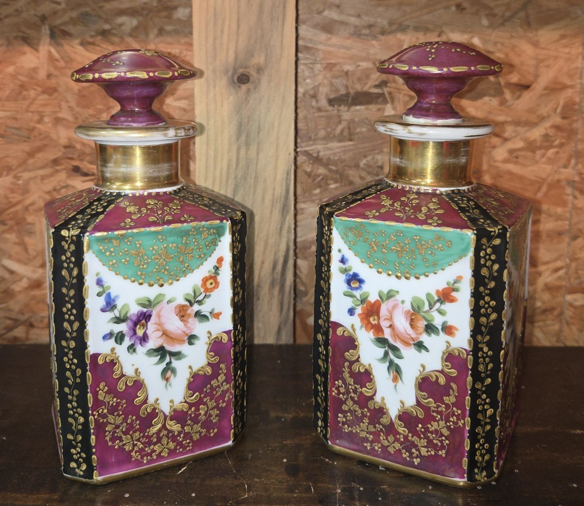 Pair Of Porcelain Flasks With Cut Sides XIXth Century-photo-2