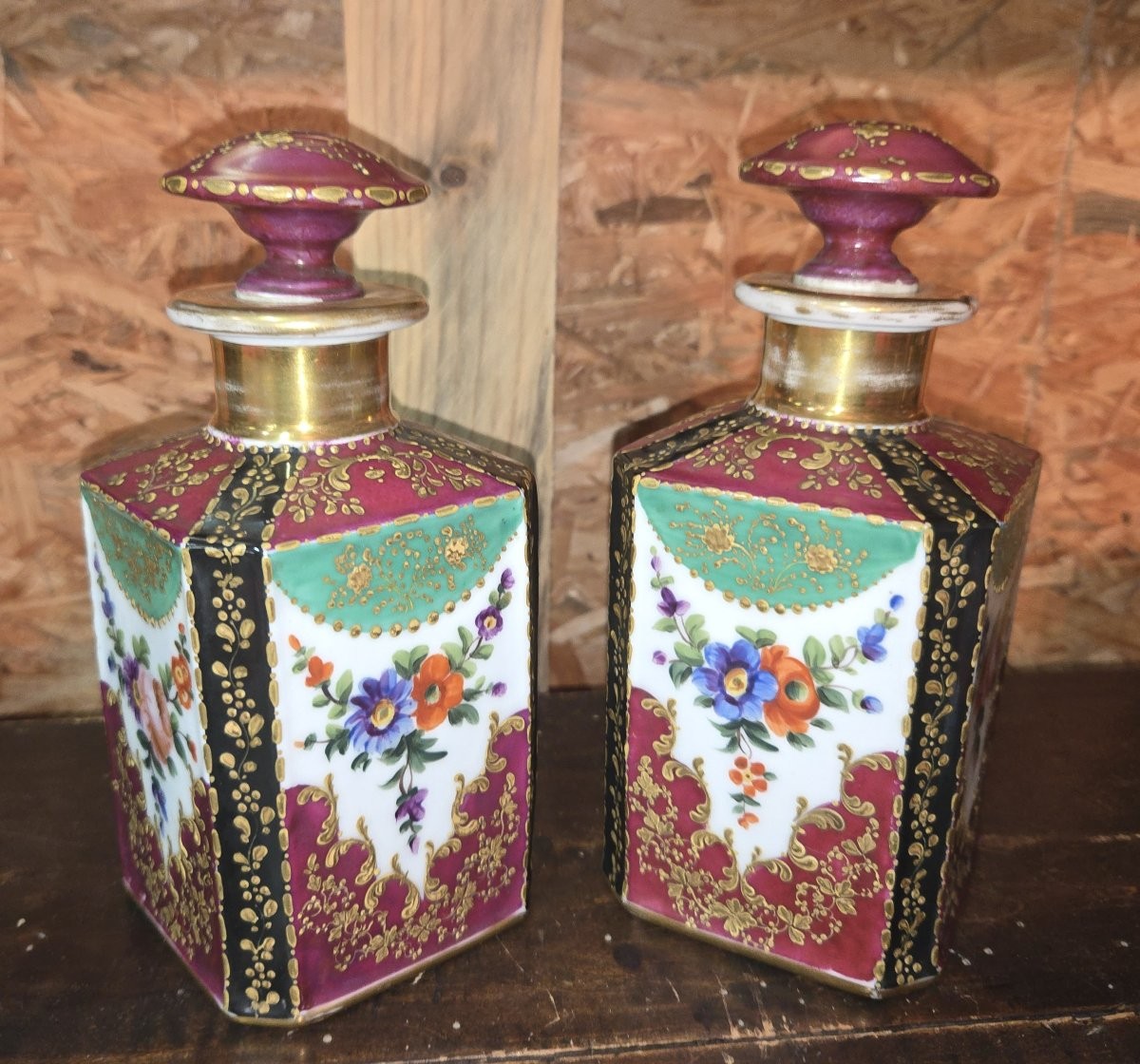 Pair Of Porcelain Flasks With Cut Sides XIXth Century