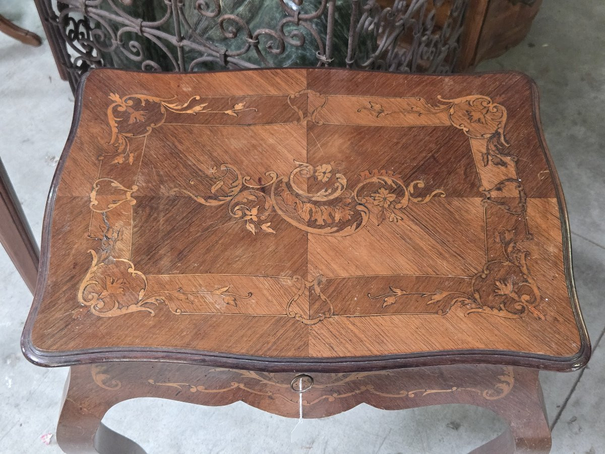Napoleon III Period Book Table, In Marquetry-photo-3