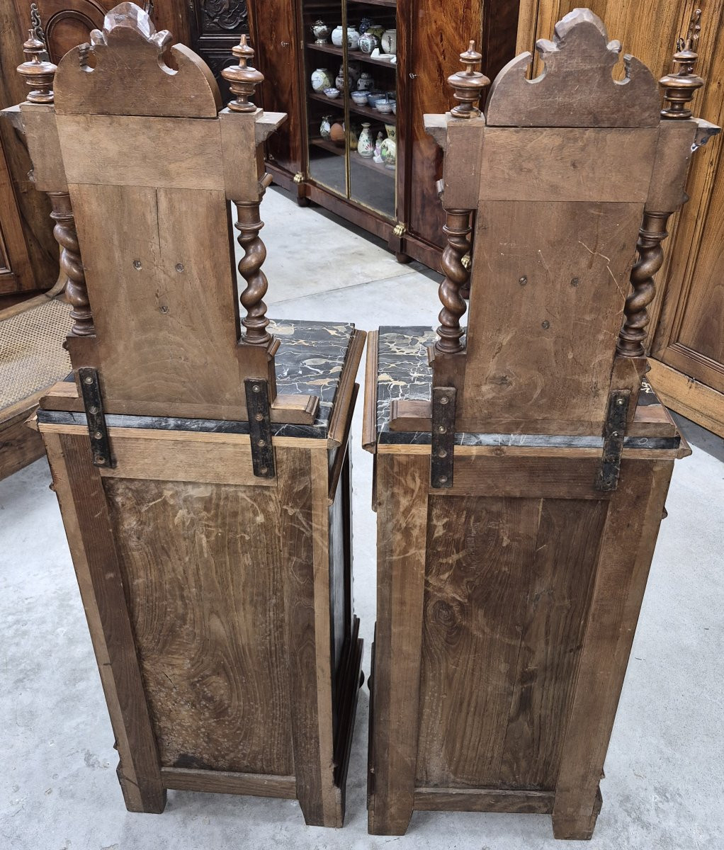Pair Of Small Napoleon III Period Walnut Sideboards Or Bedside Tables-photo-4