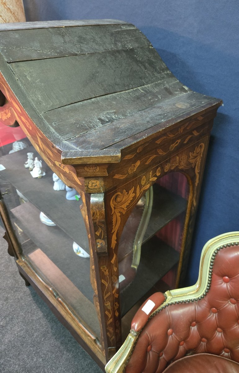 18th Century Dutch Display Case In Marquetry-photo-6