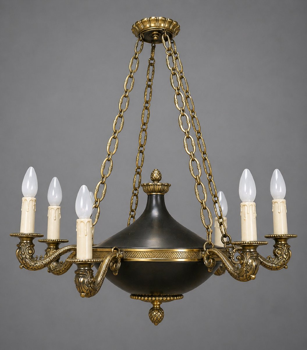 Empire-style Chandelier In Chased And Gilded Bronze-photo-1