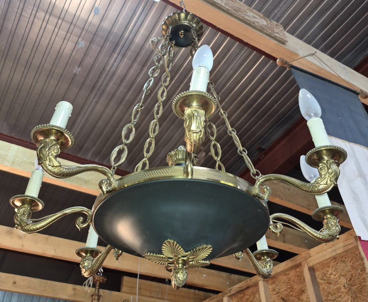 Empire-style Chandelier In Chased And Gilded Bronze-photo-2