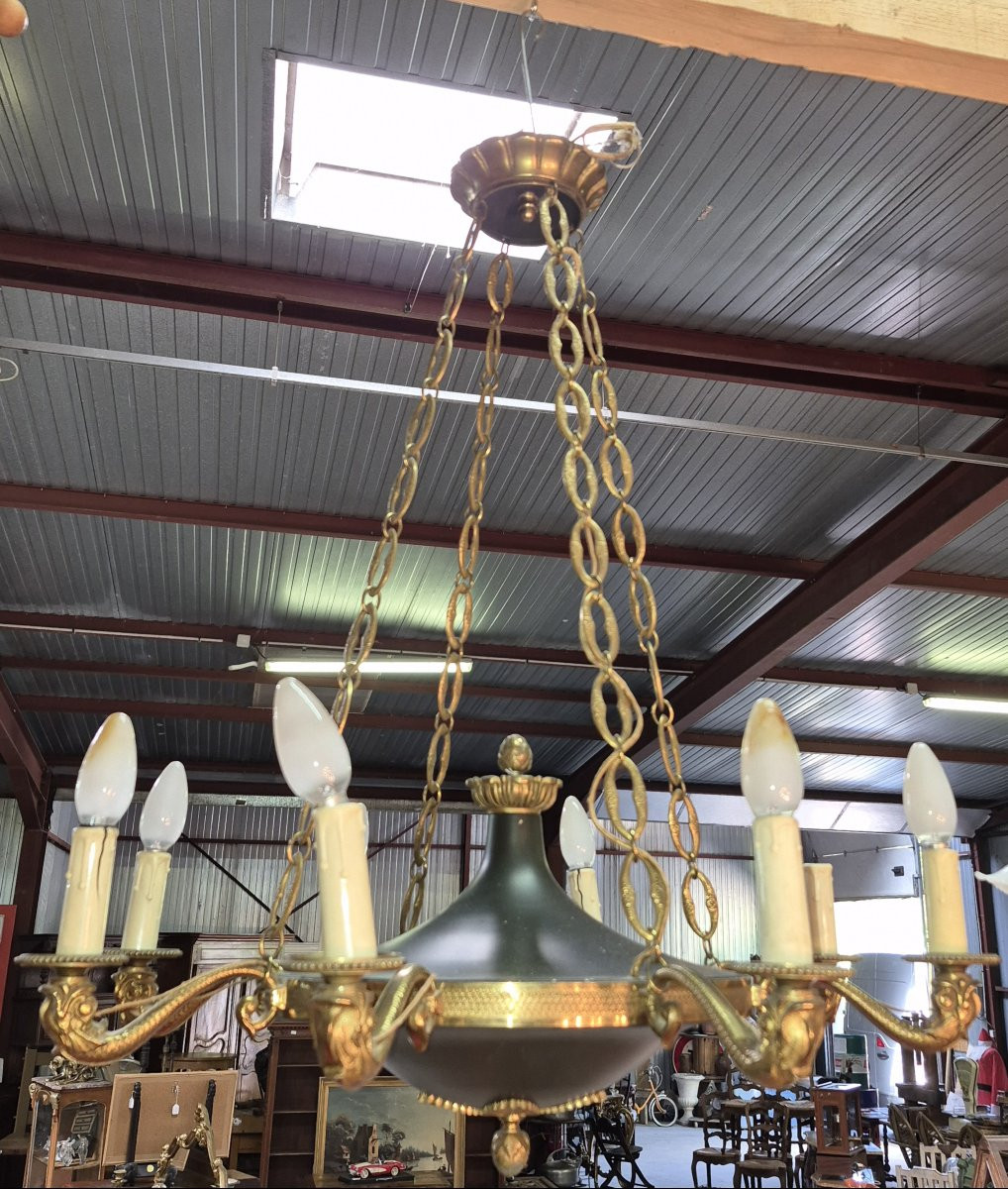 Empire-style Chandelier In Chased And Gilded Bronze-photo-3