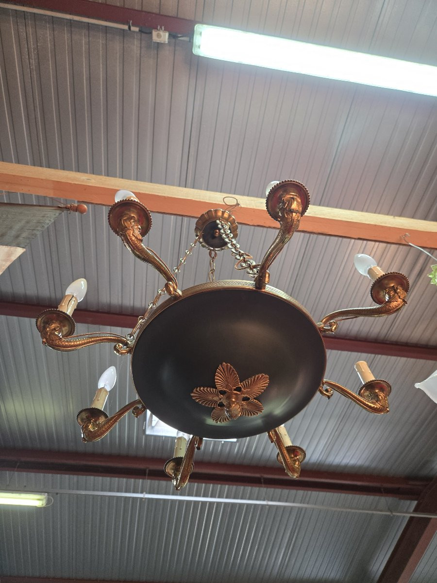 Empire-style Chandelier In Chased And Gilded Bronze-photo-4