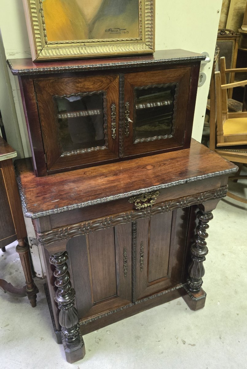 Buffet Bibliothéque Two Corps In Rosewood, Napoleon III Period-photo-2