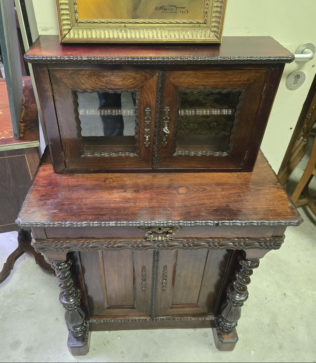 Buffet Bibliothéque Two Corps In Rosewood, Napoleon III Period-photo-3