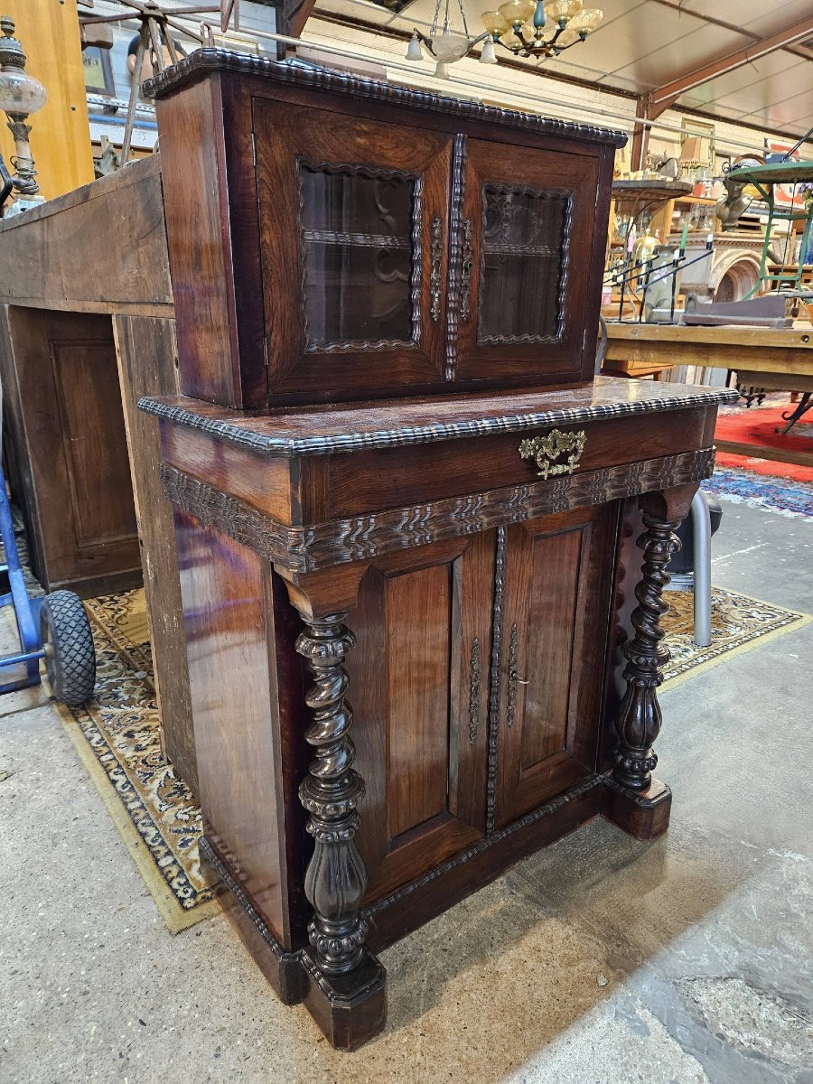 Buffet Bibliothéque Two Corps In Rosewood, Napoleon III Period-photo-5