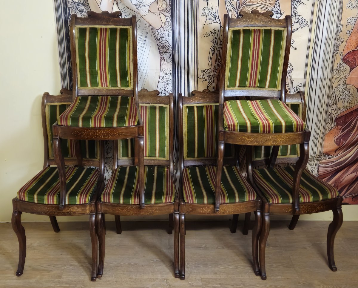 Suite Of Six Charles X Period Inlaid Rosewood Chairs-photo-1