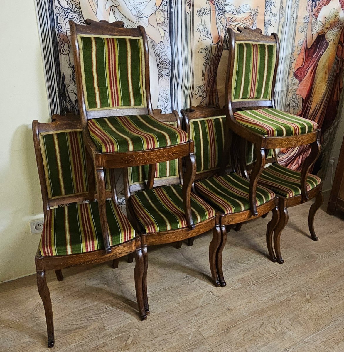Suite Of Six Charles X Period Inlaid Rosewood Chairs-photo-3