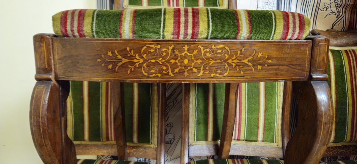 Suite Of Six Charles X Period Inlaid Rosewood Chairs-photo-4