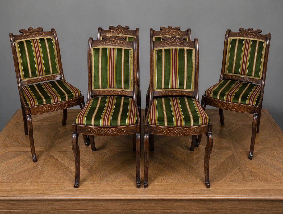 Suite Of Six Charles X Period Inlaid Rosewood Chairs