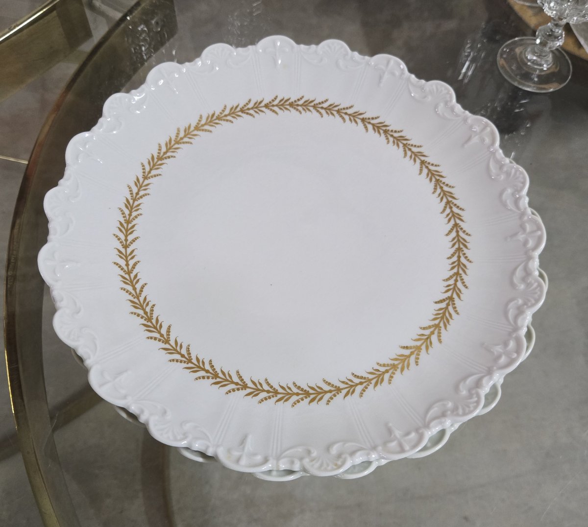 Large Limoges Porcelain Dinner Service, Raynaud & Cie Factory, Swan Stamp-photo-7
