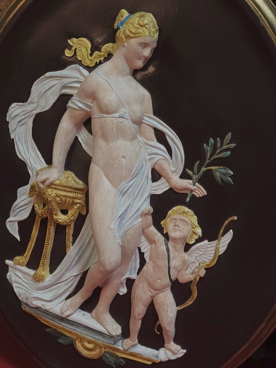 Important Pair Of Oval Medallions In Plaster Sculpted In High Relief-photo-1