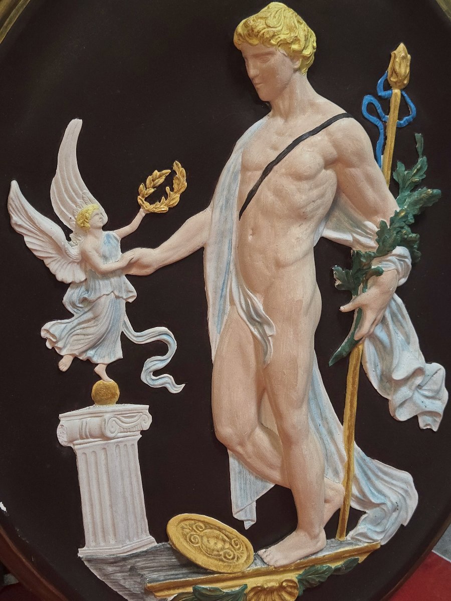 Important Pair Of Oval Medallions In Plaster Sculpted In High Relief-photo-7