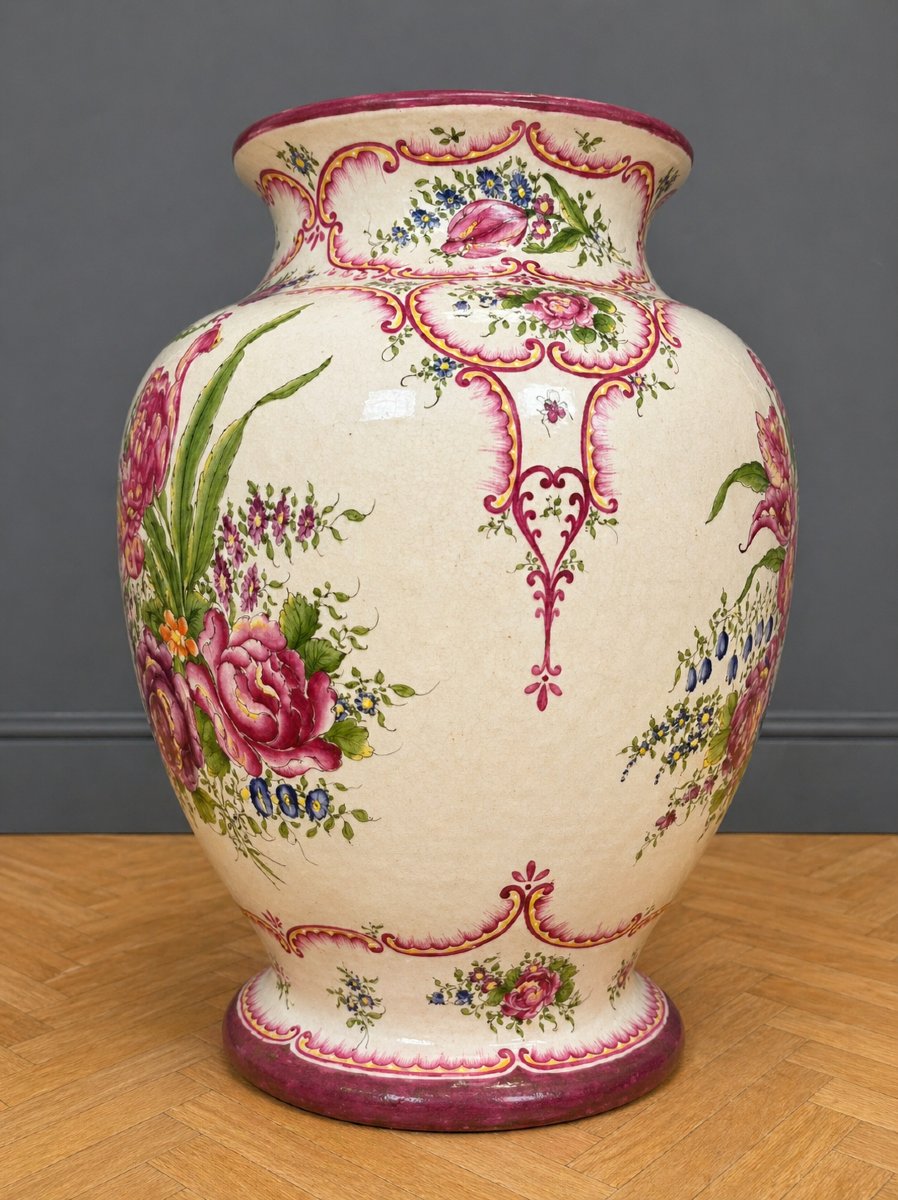 Roger Colas a Clamecy : Important vase en faïence à panse balustre et large col évasé-photo-1