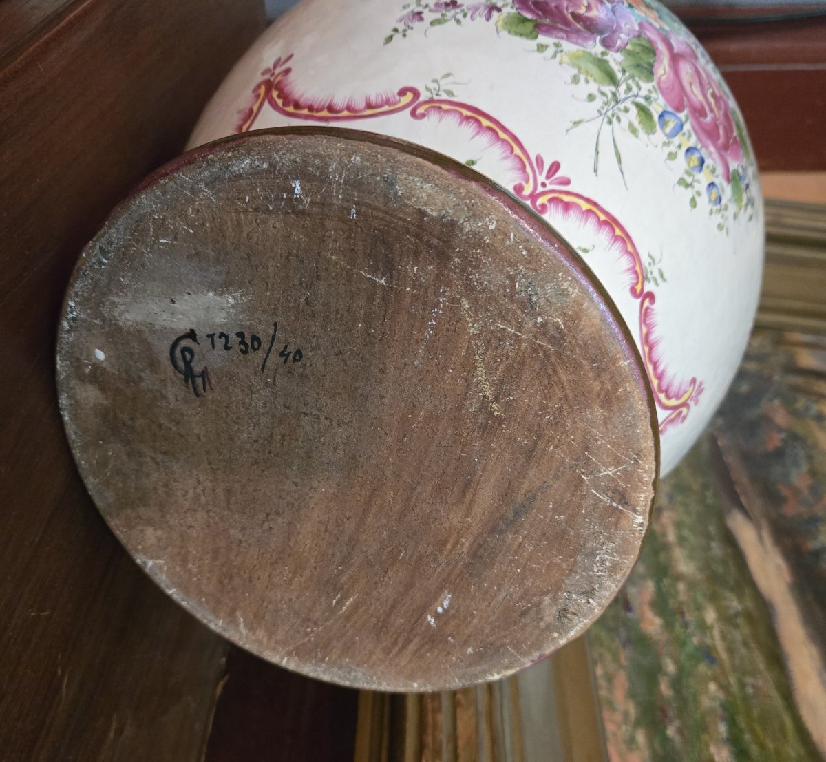 Roger Colas a Clamecy : Important vase en faïence à panse balustre et large col évasé-photo-8