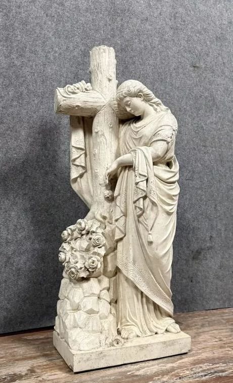 Grande statue religieuse en terre cuite -photo-3