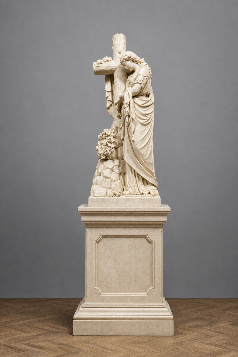 Grande statue religieuse en terre cuite 
