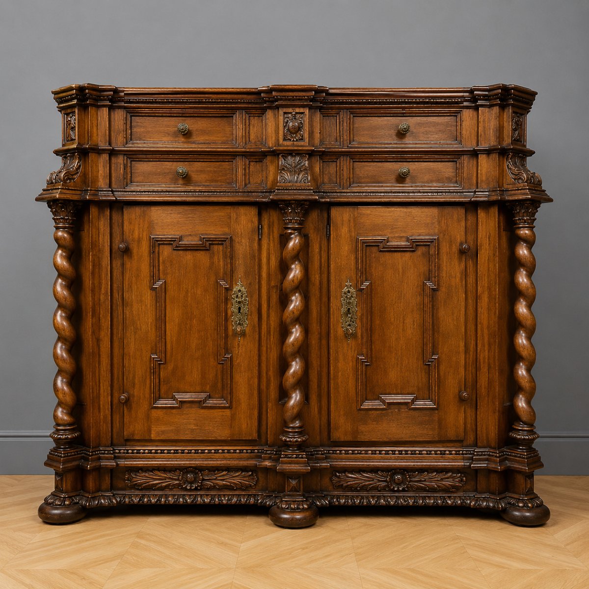 Large Alsatian Solid Wood Sideboard-photo-4