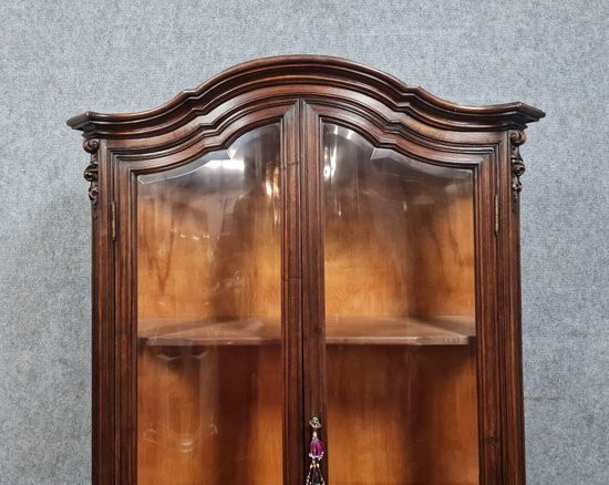 Louis XV Style Two-door Curved Walnut Bookcase-photo-2