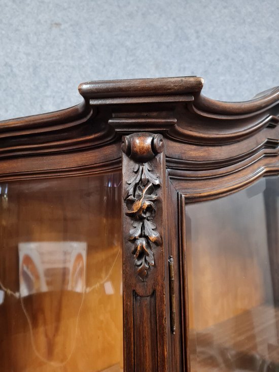Louis XV Style Two-door Curved Walnut Bookcase-photo-3