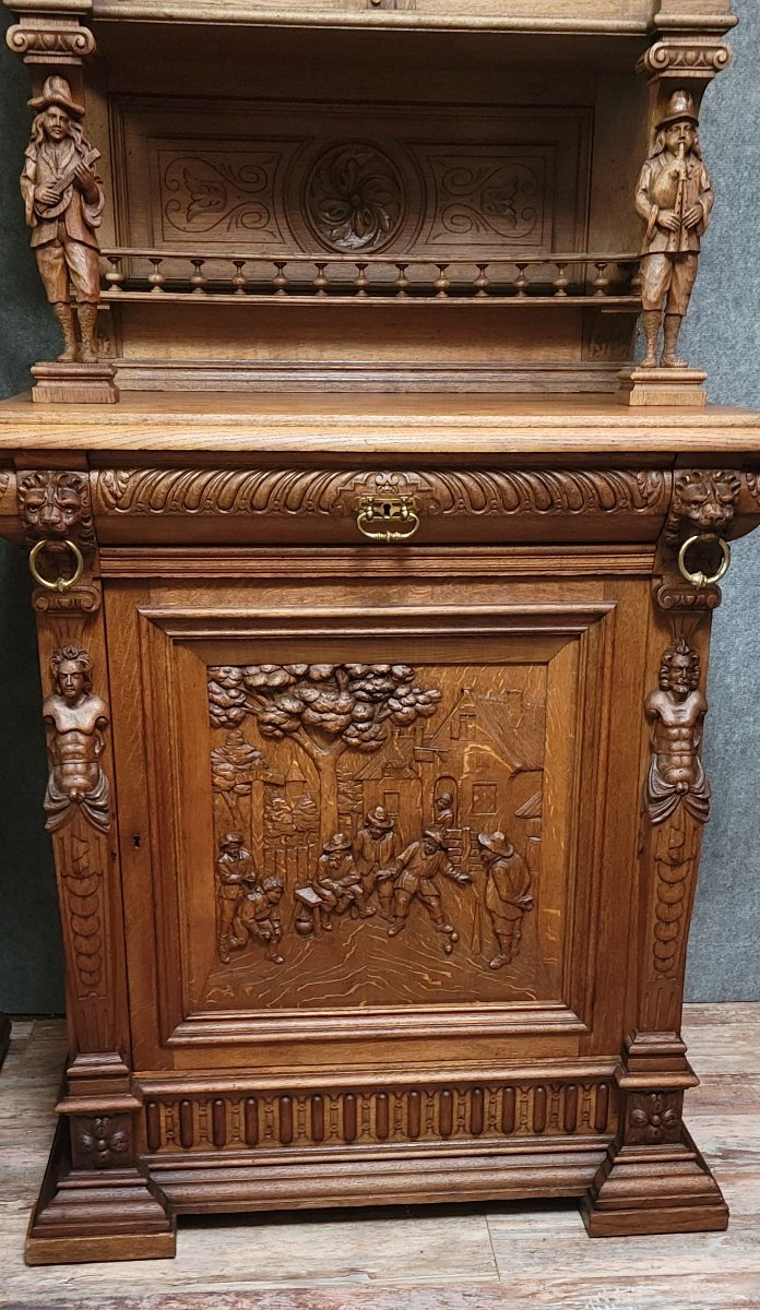 Important Pair Of Richly Carved Renaissance-style Two-body Sideboards-photo-4