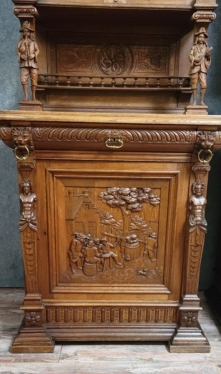 Important Pair Of Richly Carved Renaissance-style Two-body Sideboards-photo-5