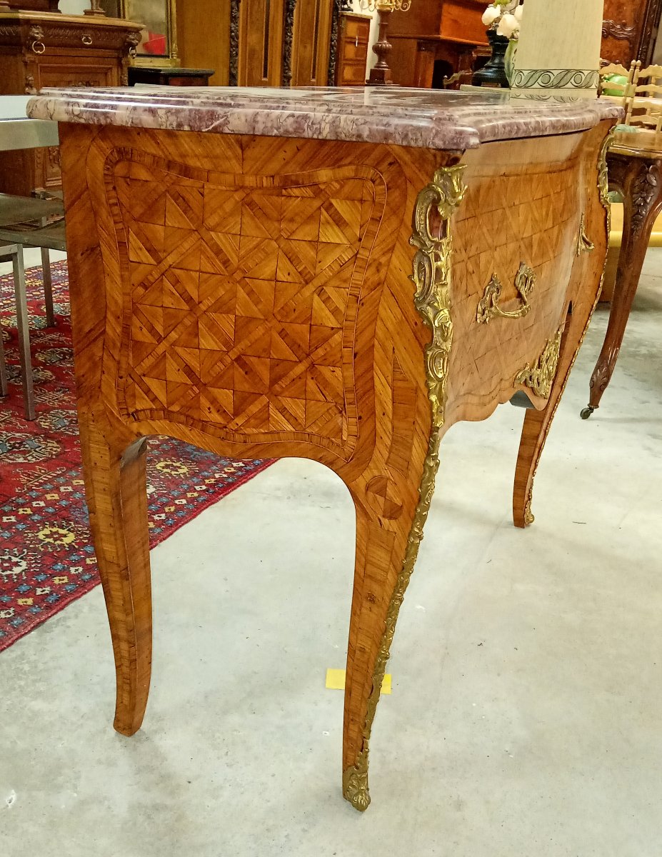 Rare Louis XV Style One-drawer Wig Chest In Marquetry-photo-1