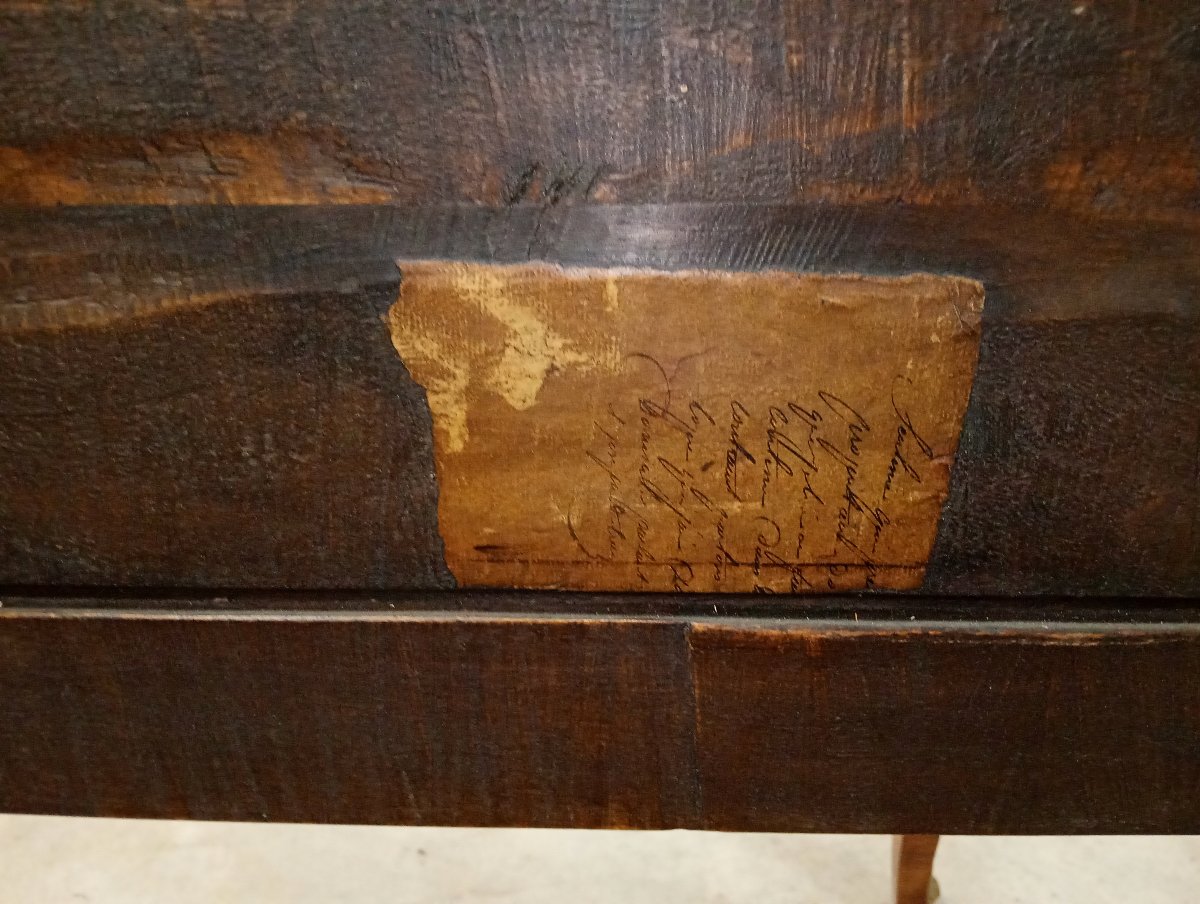 Rare Louis XV Style One-drawer Wig Chest In Marquetry-photo-3