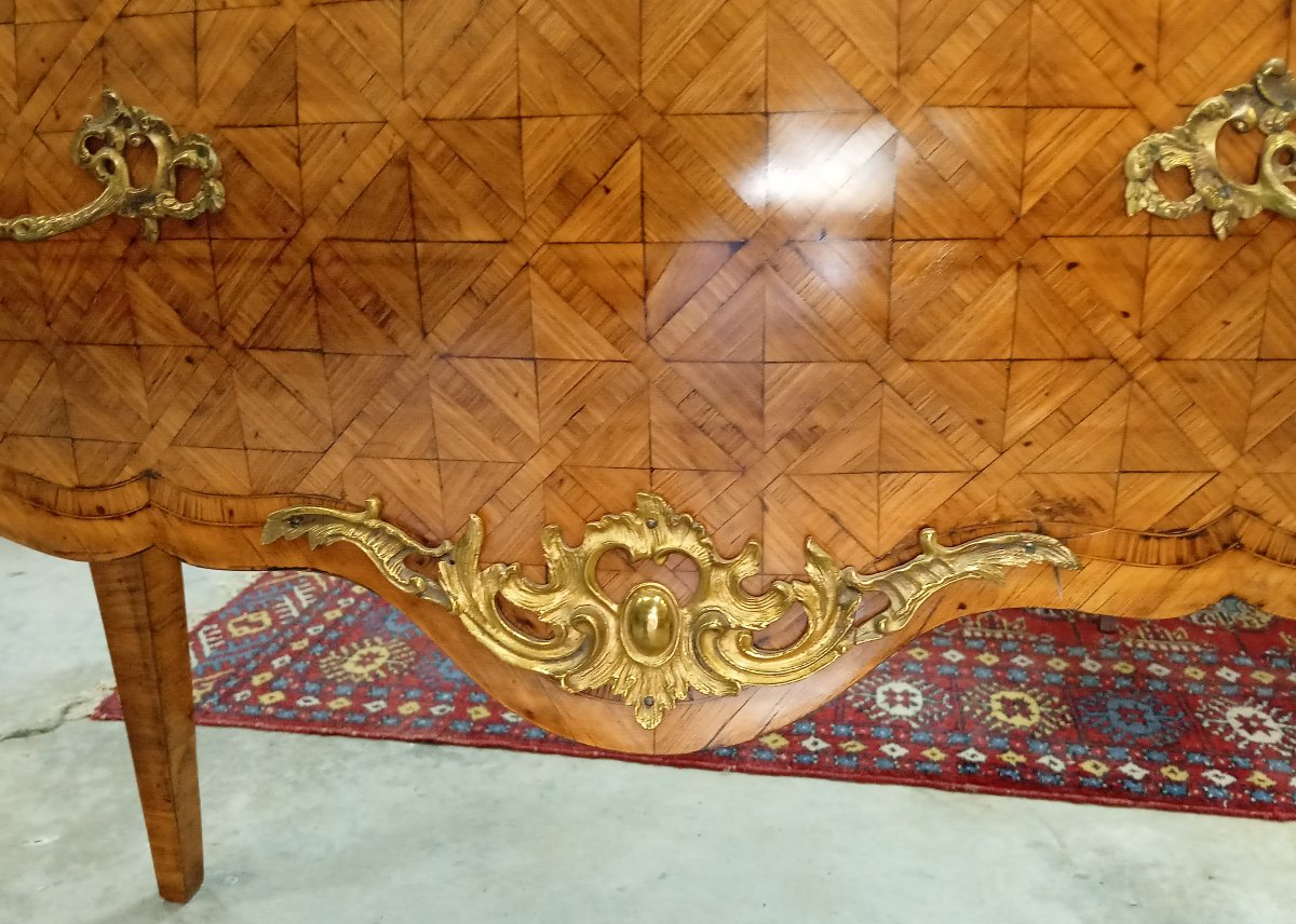Rare Louis XV Style One-drawer Wig Chest In Marquetry-photo-8