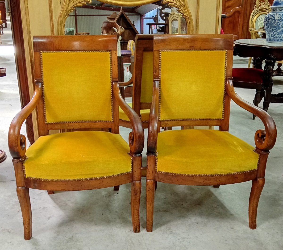 Paire de fauteuils d’époque Empire-Restauration en acajou-photo-1