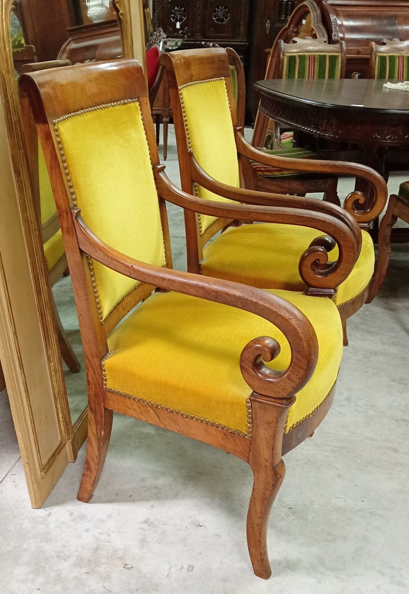 Paire de fauteuils d’époque Empire-Restauration en acajou-photo-2
