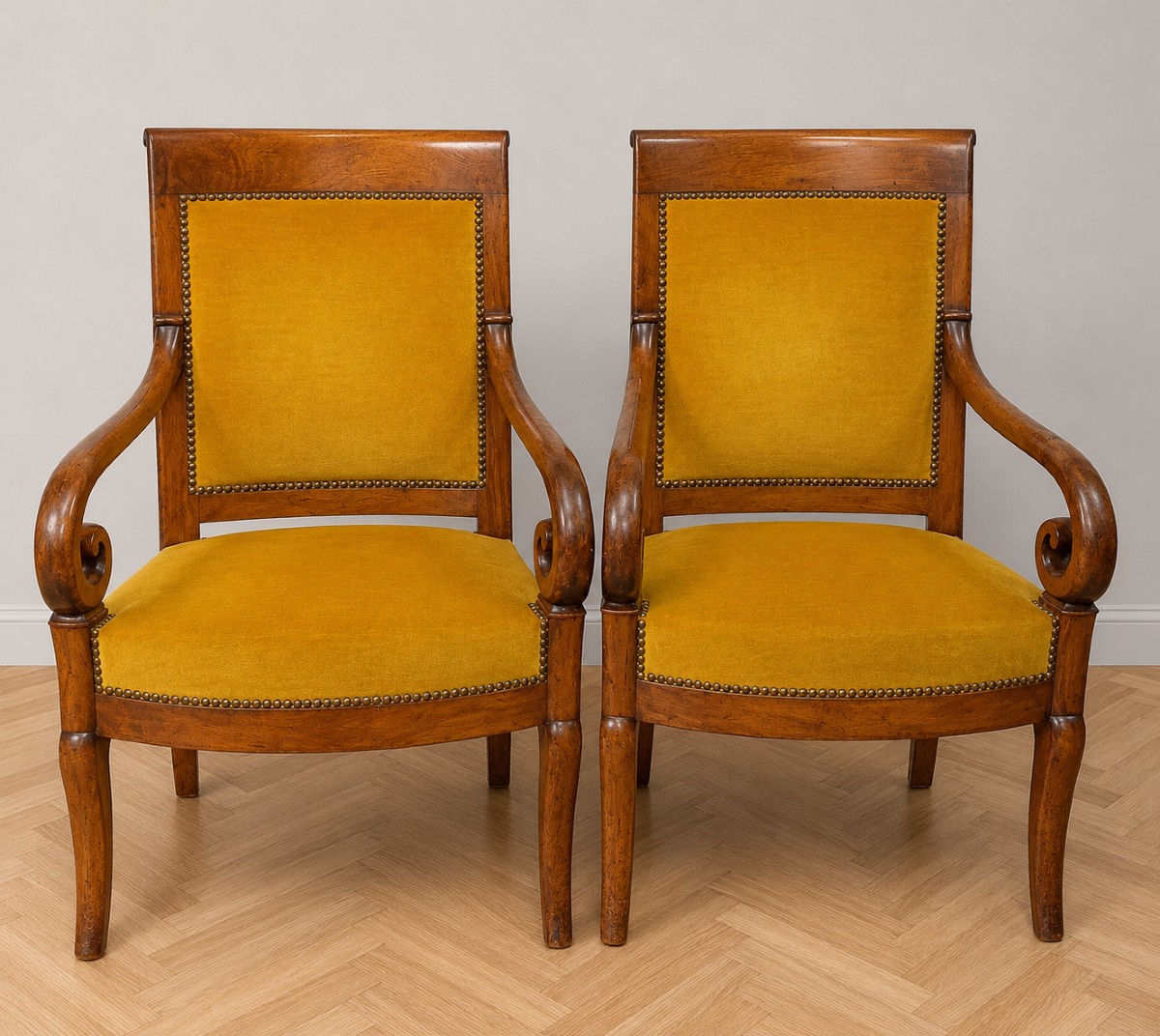 Paire de fauteuils d’époque Empire-Restauration en acajou