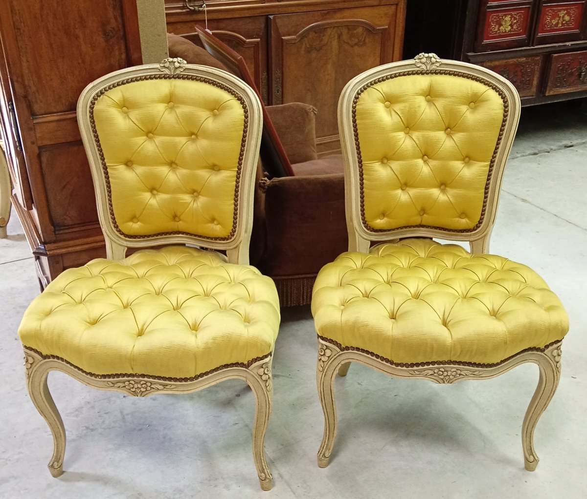 Pair Of Louis XV Style Upholstered Armchairs-photo-1