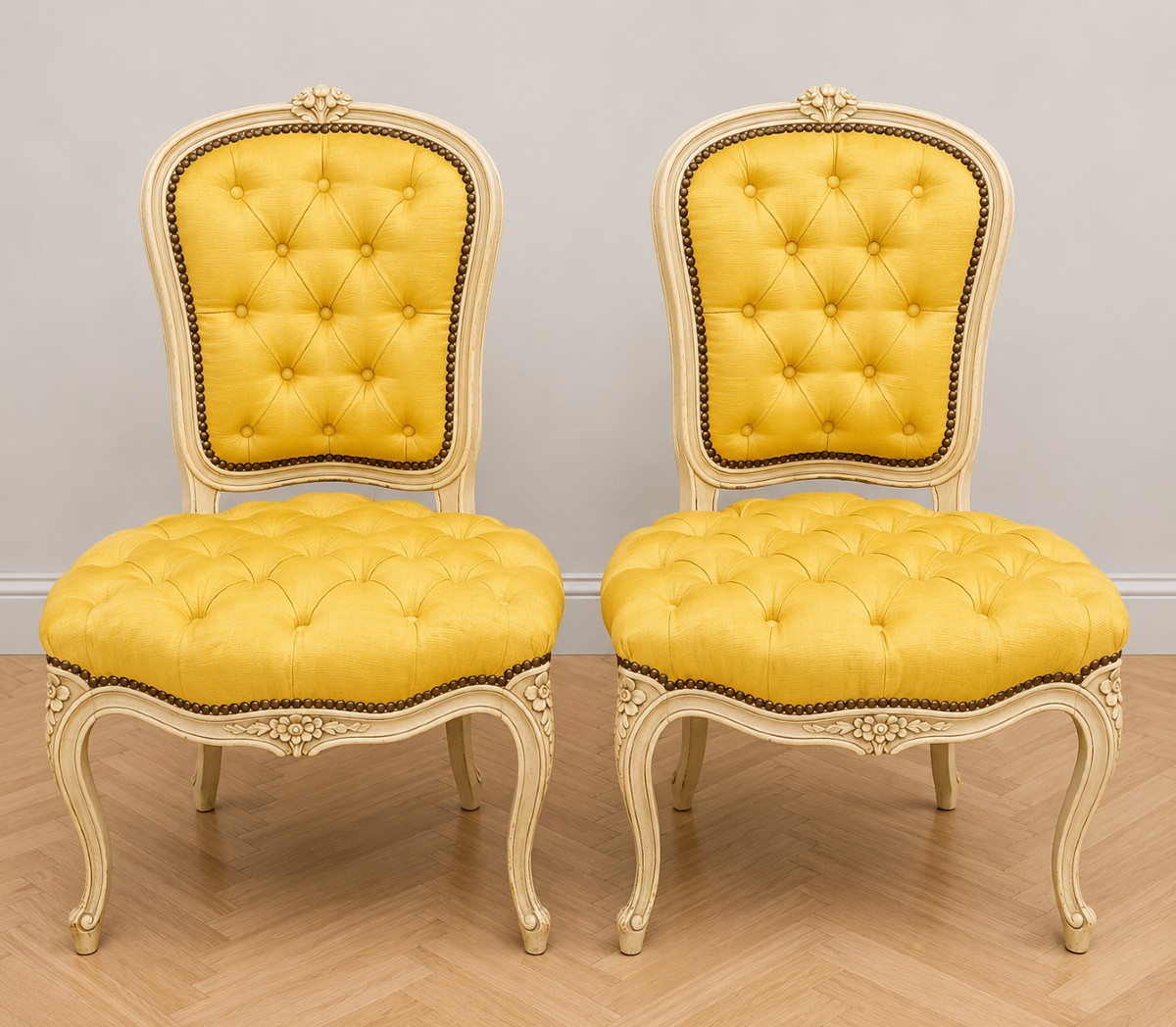 Pair Of Louis XV Style Upholstered Armchairs