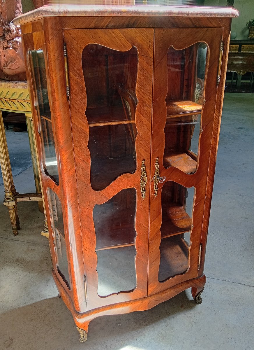 Louis XV Period Inlaid Rosewood Display Case-photo-1
