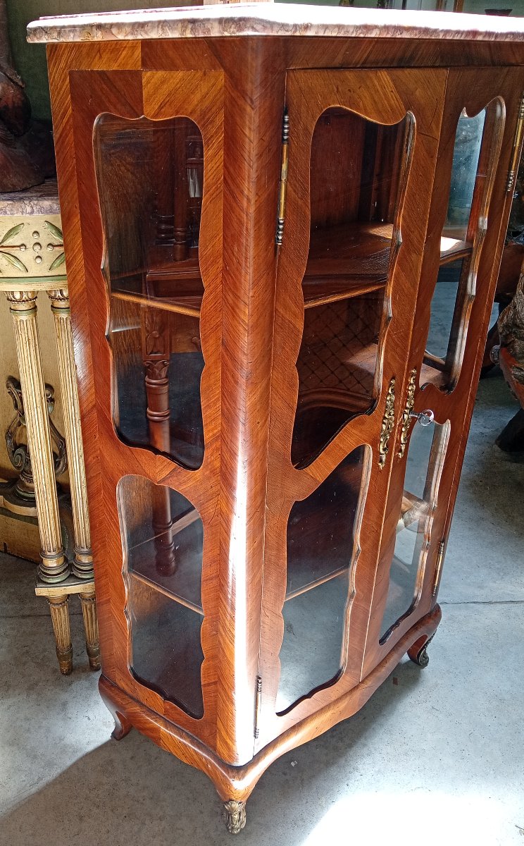 Louis XV Period Inlaid Rosewood Display Case-photo-2