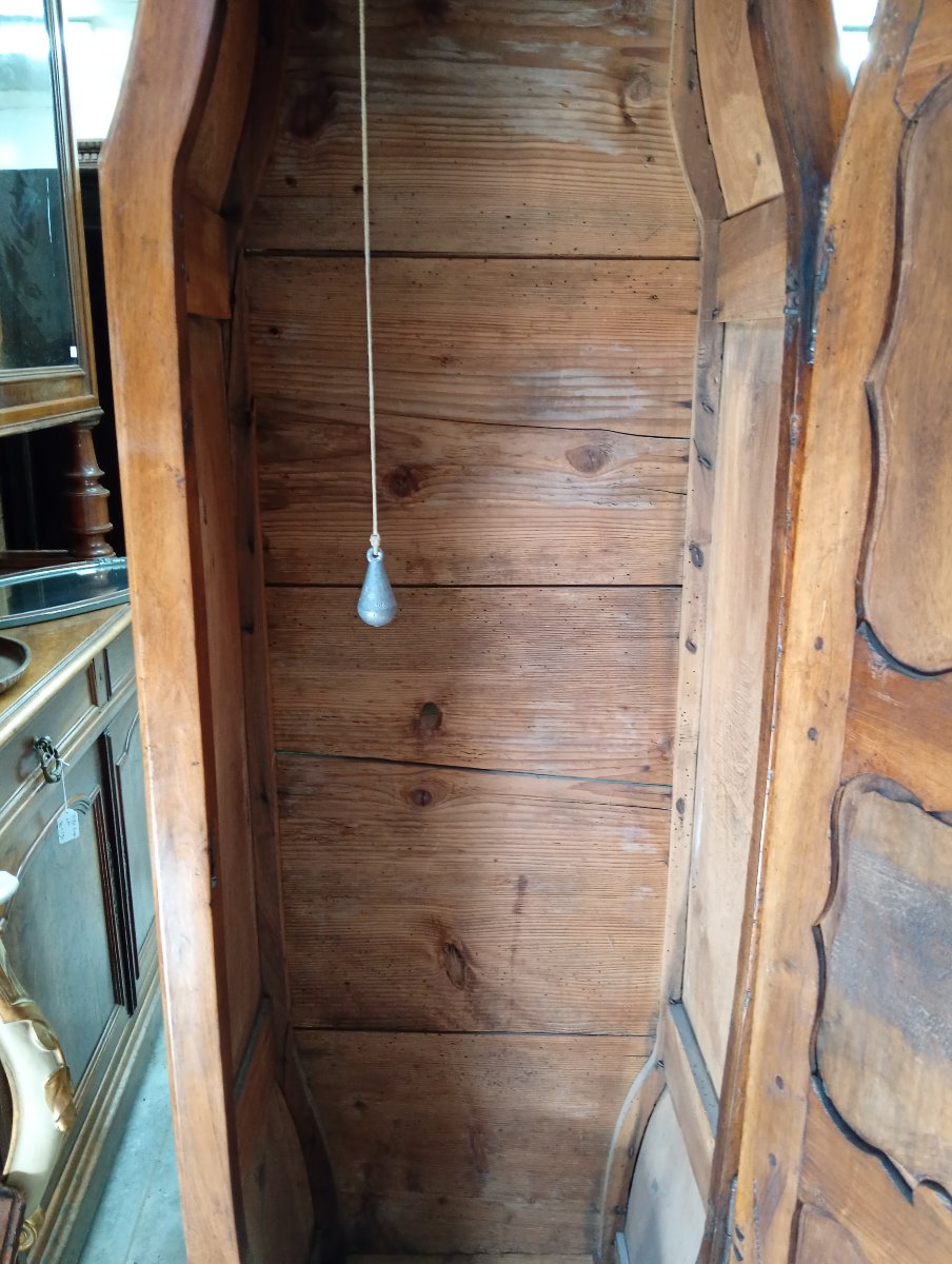 Rare horloge comtoise d’époque XVIIIᵉ siècle en noyer massif et marquéterie-photo-6