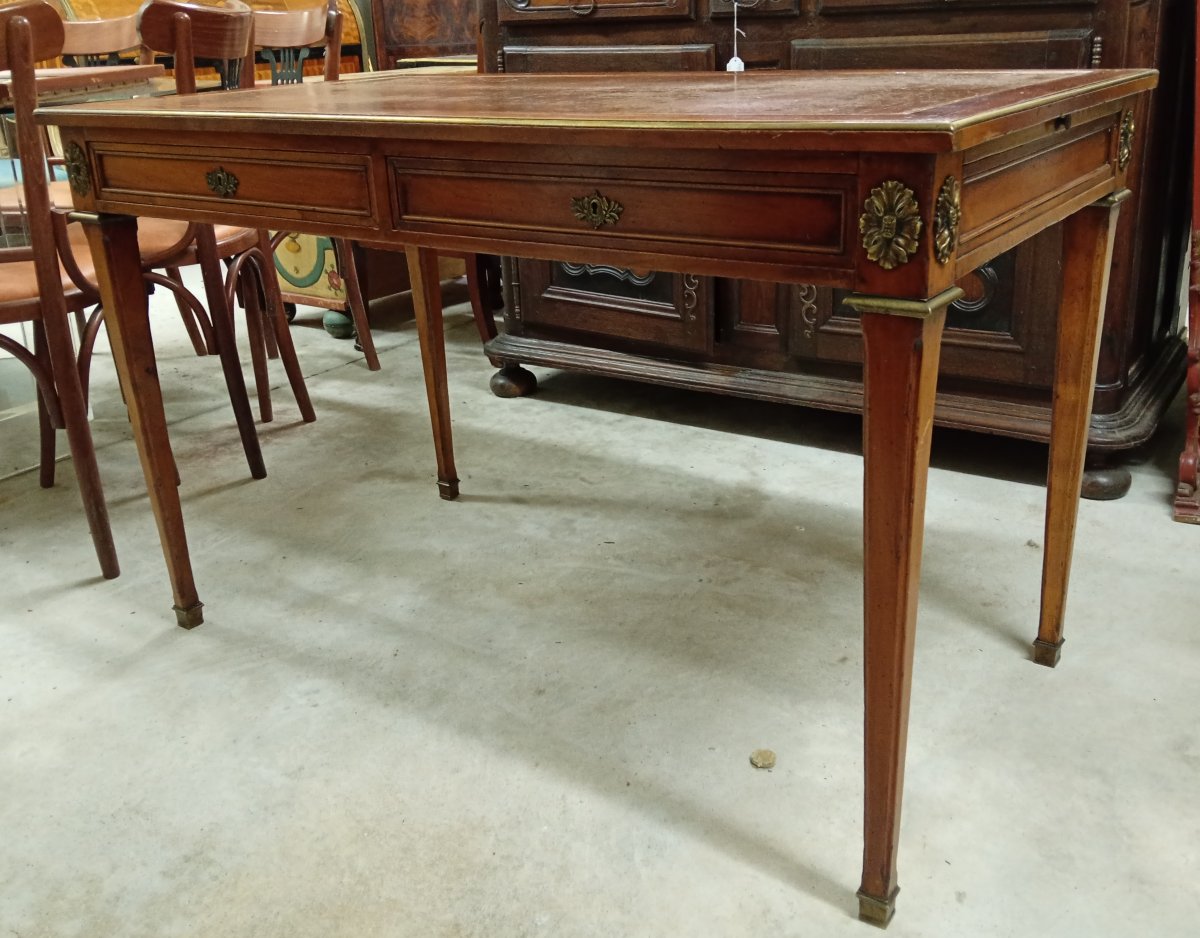 Bureau plat de style Louis XVI en acajou-photo-1