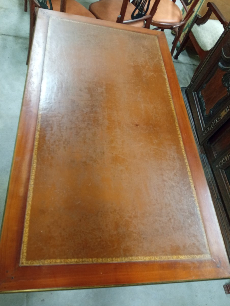 Bureau plat de style Louis XVI en acajou-photo-4