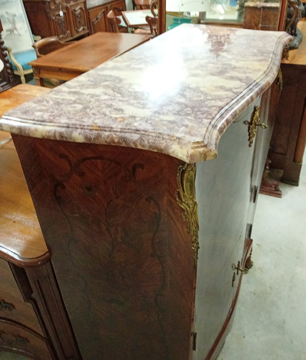 Large Louis XV Style Secretary In Floral Marquetry-photo-4