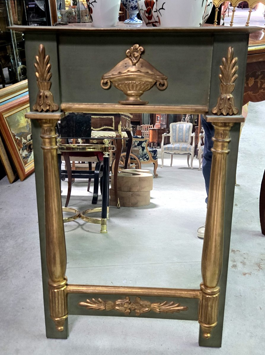 Miroir de style Empire en bois laqué et doré-photo-2