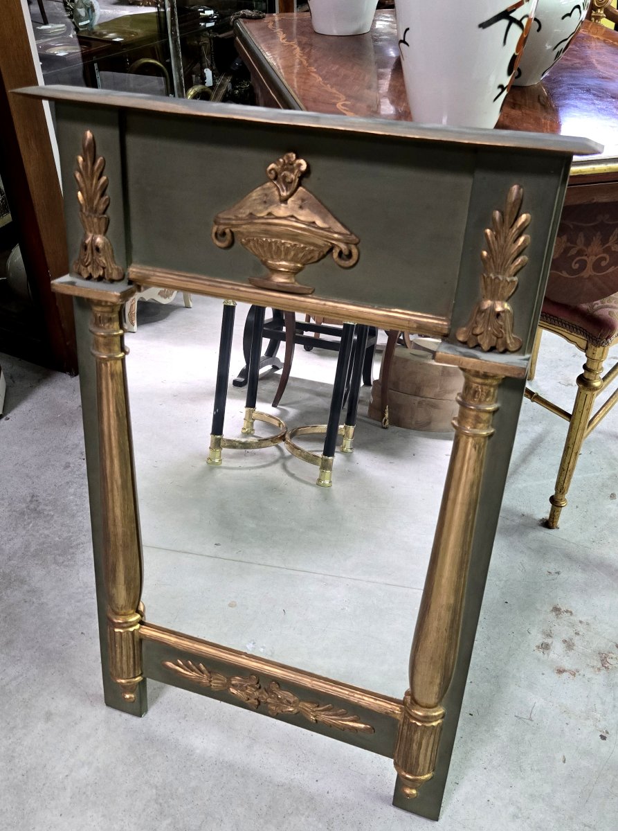 Miroir de style Empire en bois laqué et doré-photo-3