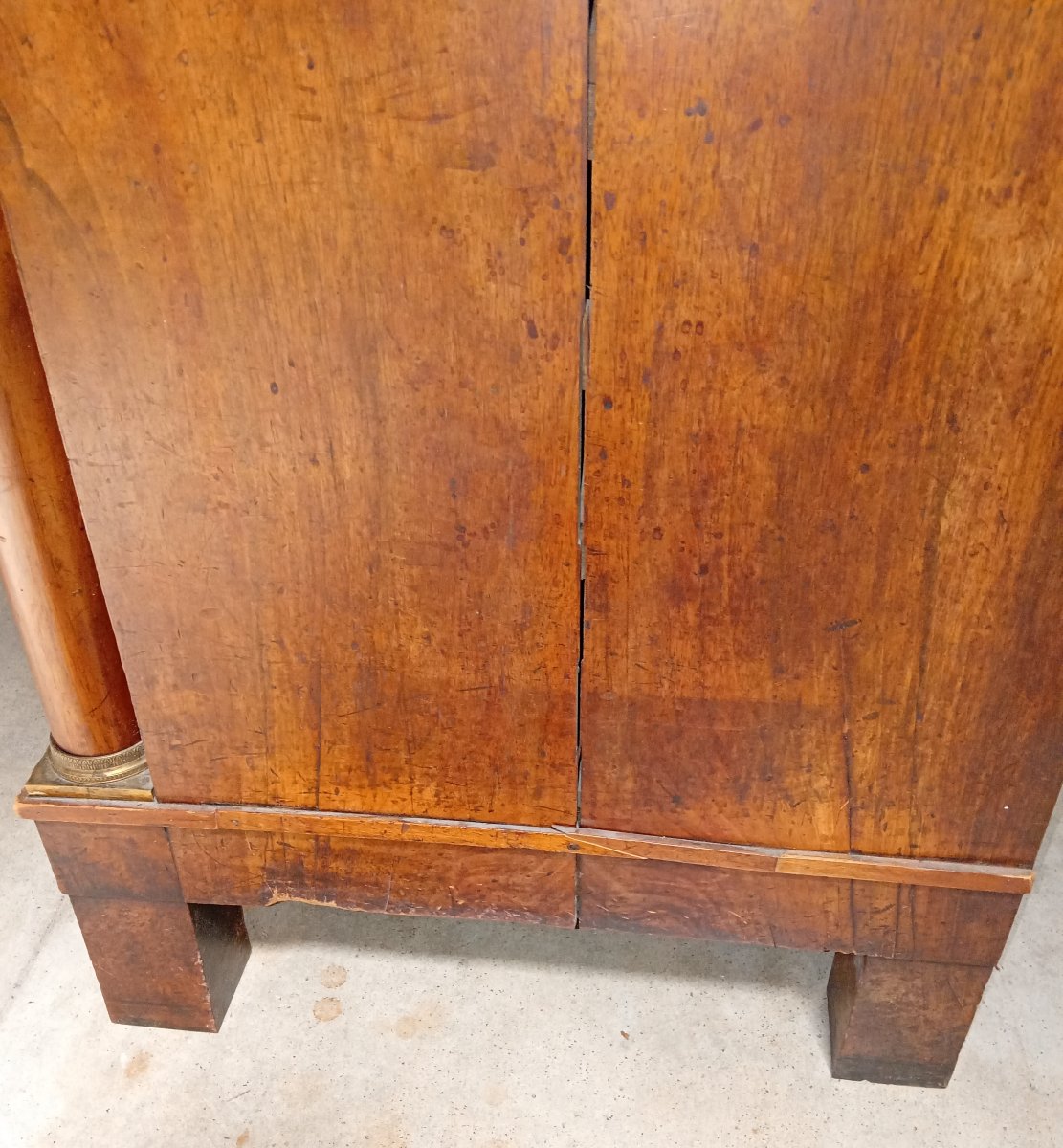 Commode époque Empire en noyer – marbre noir – XIXe siècle-photo-3