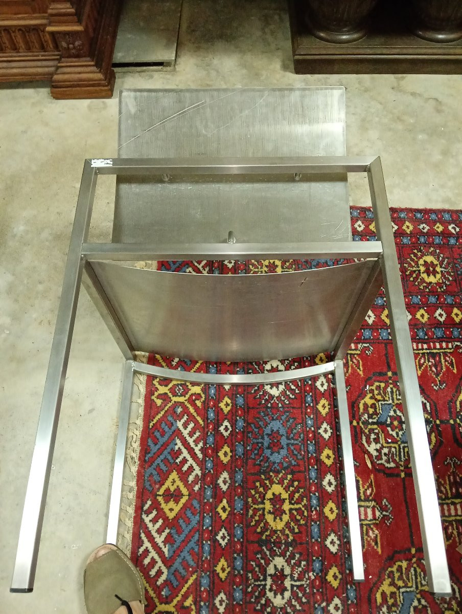 Design Dining Suite In Brushed Steel - Table And Four Chairs-photo-6